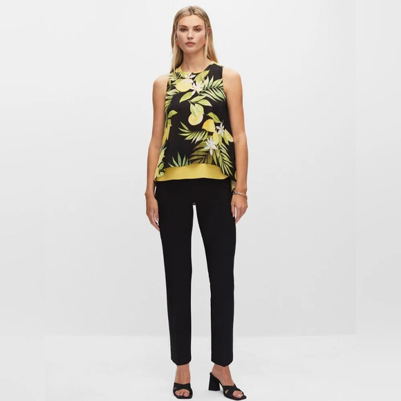 Melanie Lyne NWOT Lemon print double layer blouse Size 10 - Picture 4 of 8